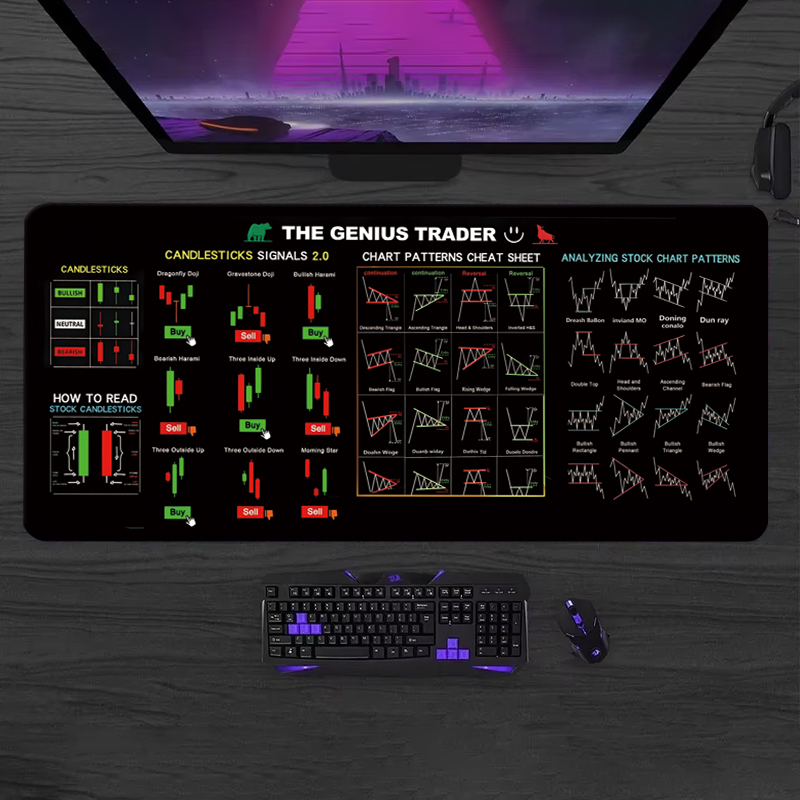 Gaming Keyboard And Mouse Pad - EXCO Stock Market Trader lederen muismat