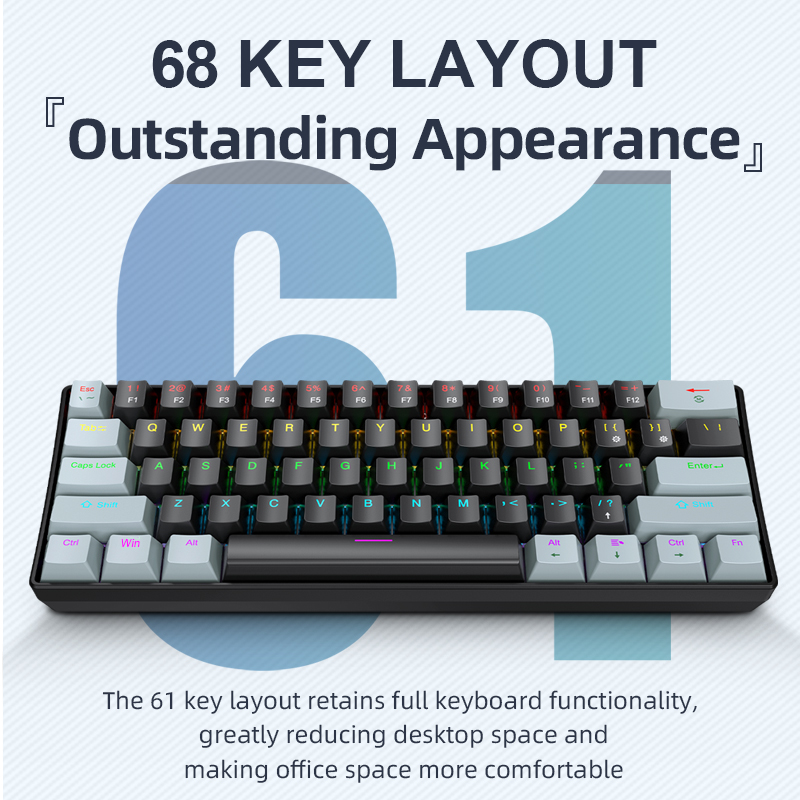 Gaming Keyboard Half - APAYADO K61 Mini mechanisch toetsenbord, bedraad,