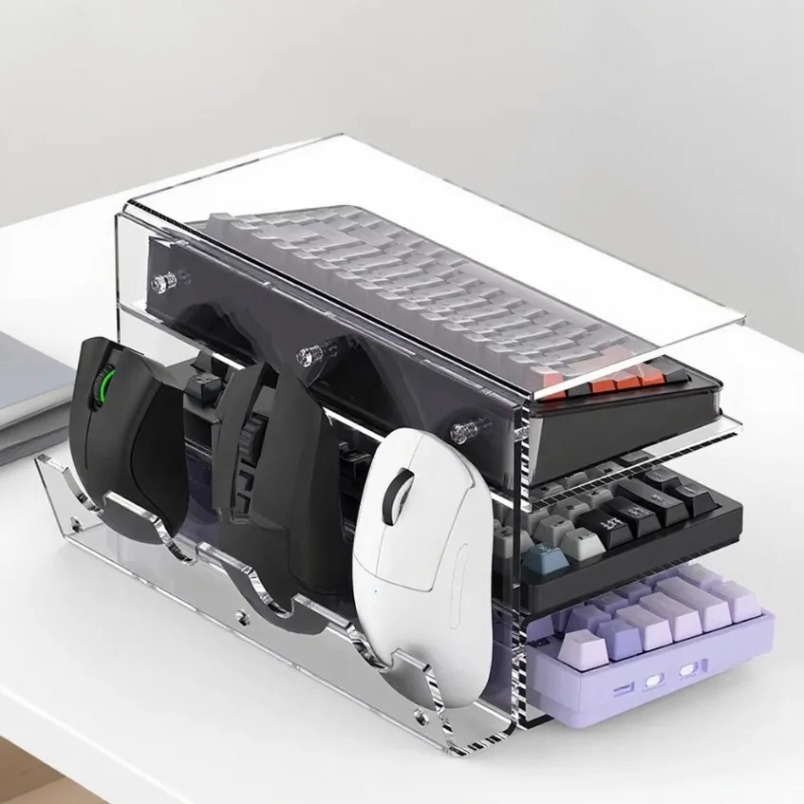 Gaming Keyboard Ergonomic - Toetsenbordstandaard 3-laags acryl opbergrek met muishouder