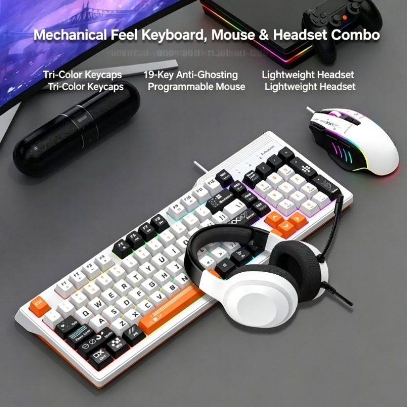 Gaming Keyboard And Mouse Set - K8pro 3-in-1 Gaming Combo Bedraad Toetsenbord