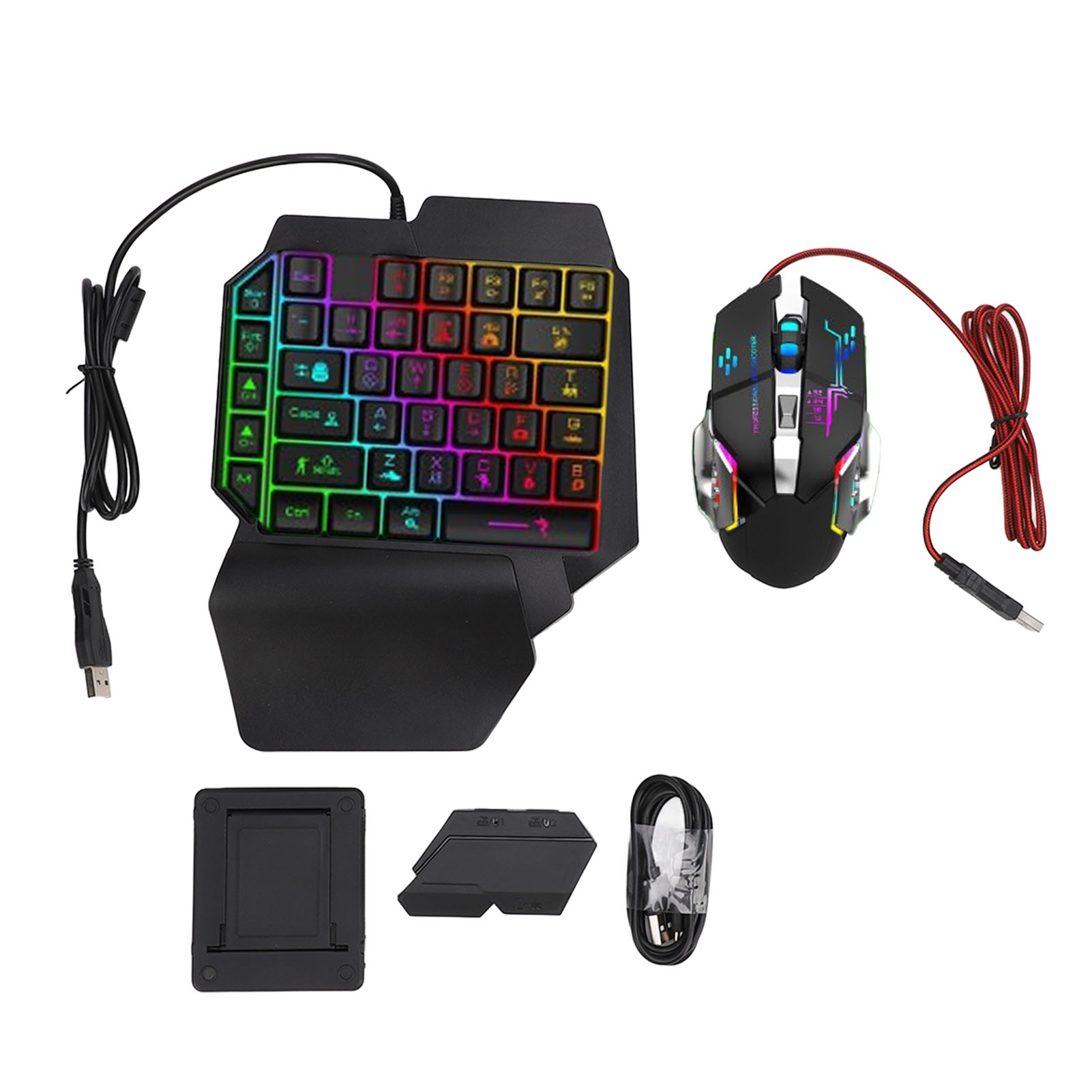 Gaming Keyboard And Mouse Set - Toetsenbord-muis-converterset Responsieve toetsenbord-muiscombinatie met één hand