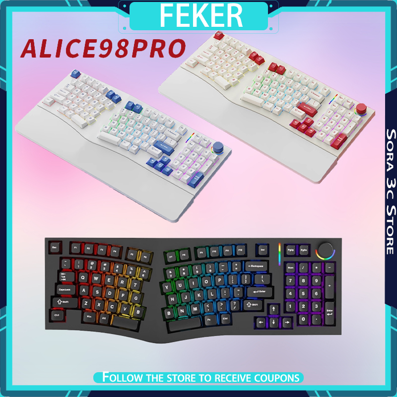 Gaming Keyboard Hot Swappable - FEKER Alice98pro Mechanisch toetsenbord Alien Ergonomisch